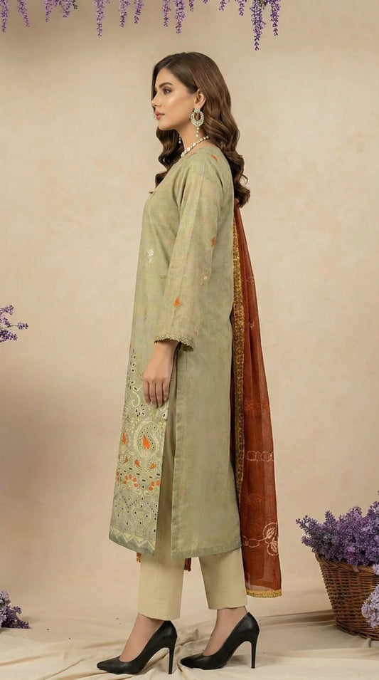 Lawn Fancy Boring Daman Heavy Embroidered Shirt .