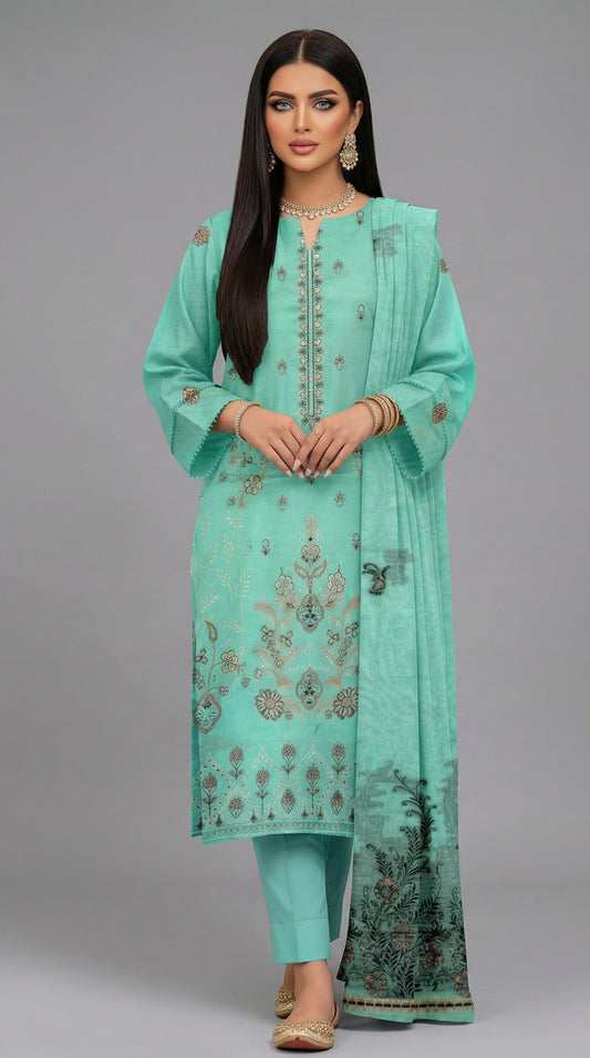 Lawn Bana Dora Fancy Heavy Embroidered And Fancy Jcard Shawl .