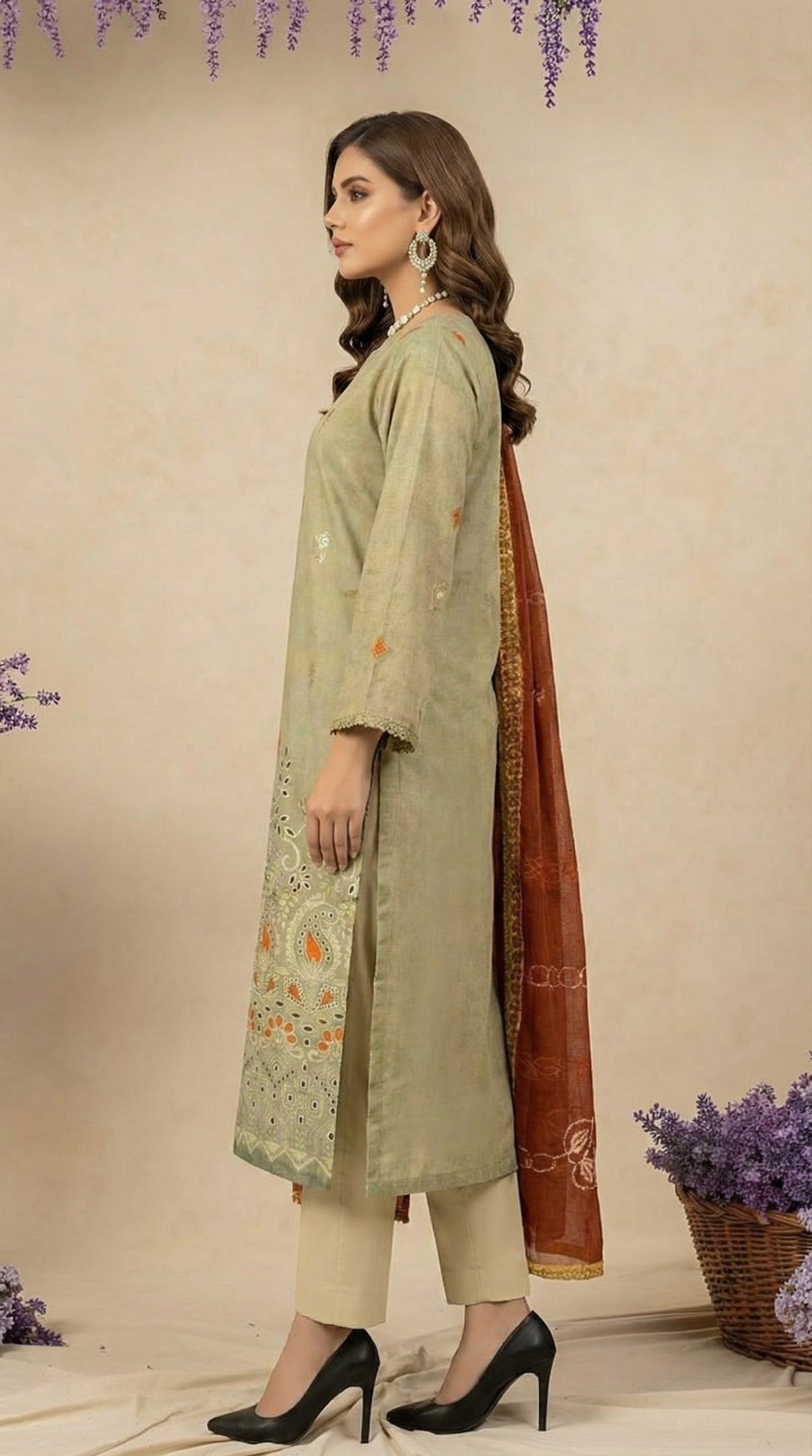 Lawn Fancy Boring Daman Heavy Embroidered Shirt .