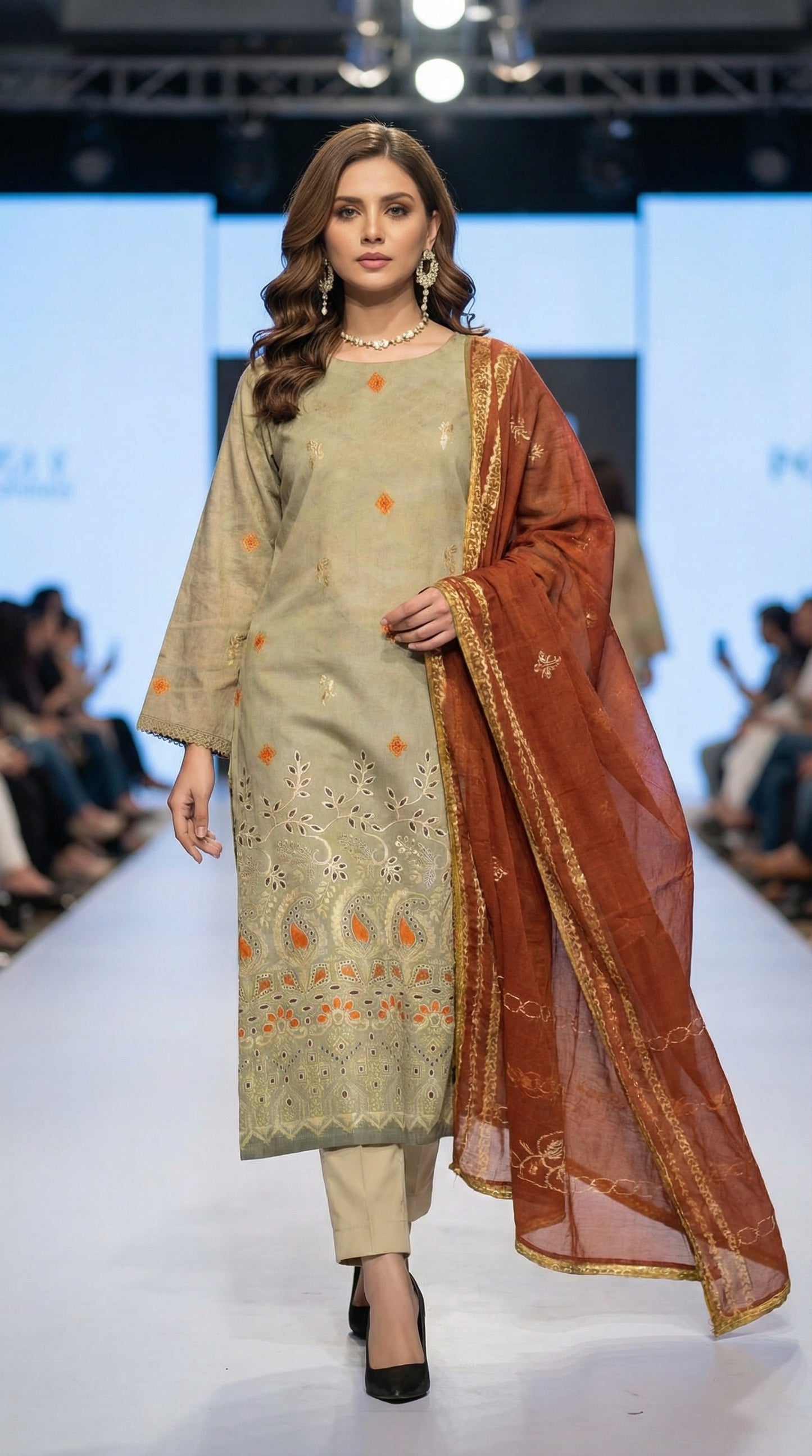 Lawn Fancy Boring Daman Heavy Embroidered Shirt .